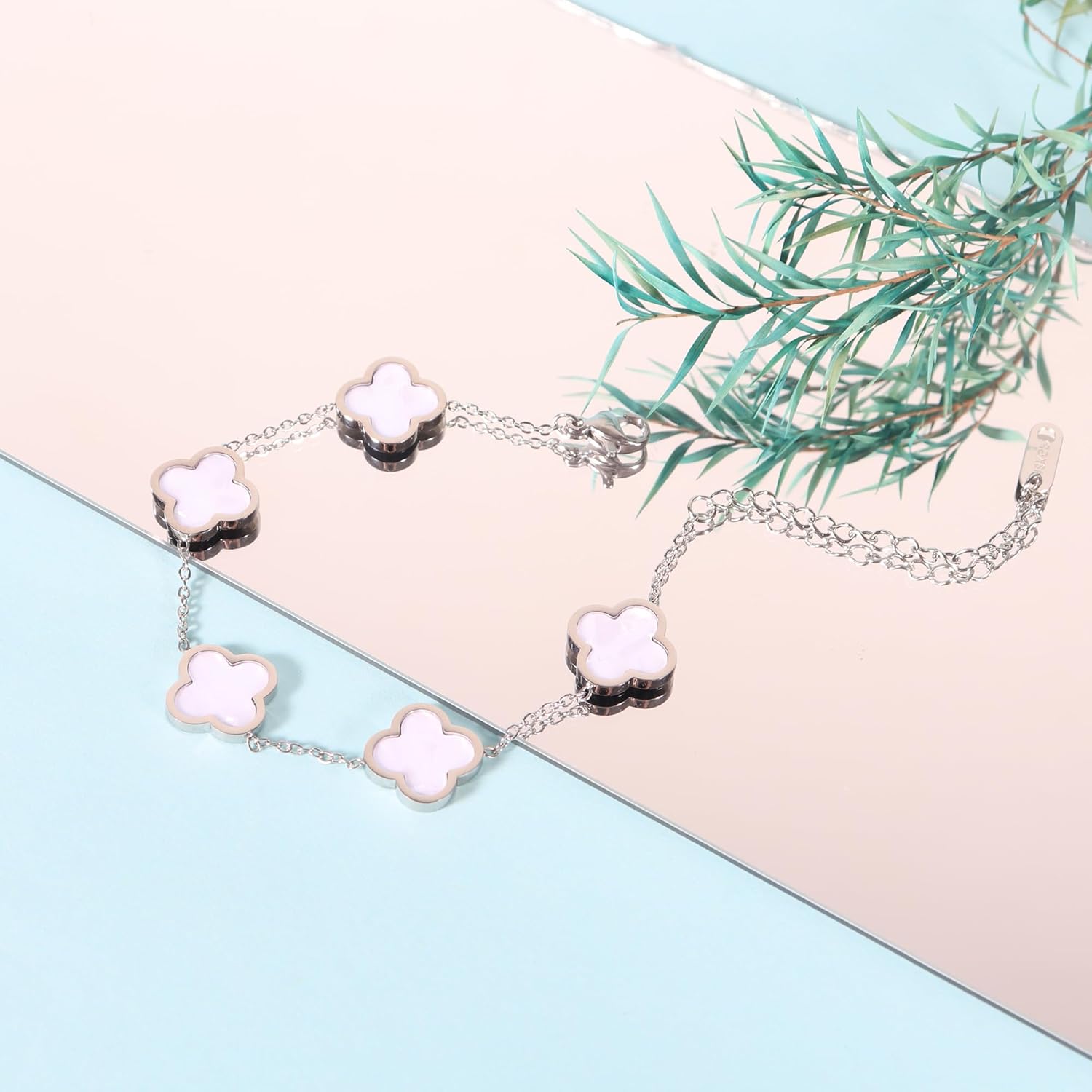 3PC Clover Bracelets Set 18k Gold Plated Lucky Clover Bracelet Women Adjustable Link Bracelets Cute Gold Jewelry