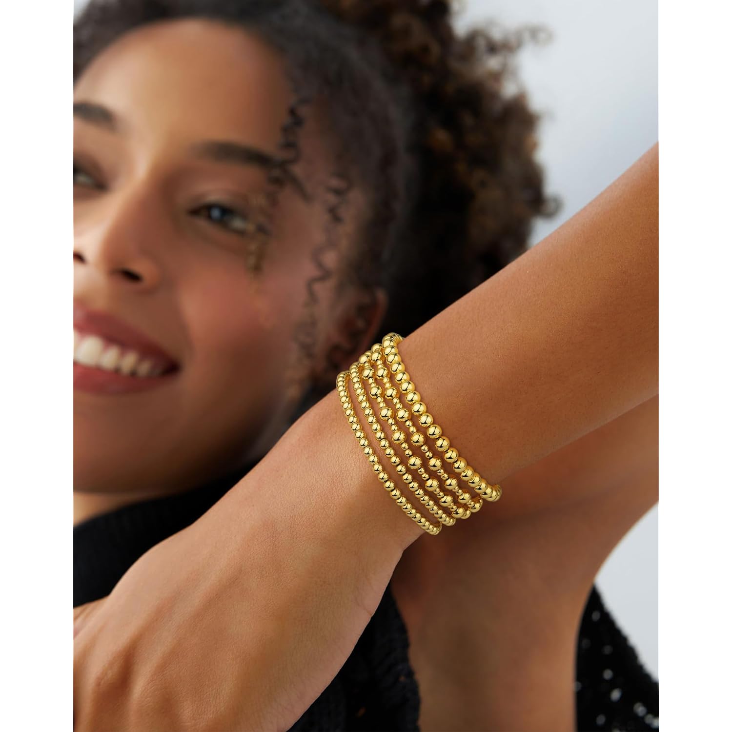 Howoo Bracelets for Women Stretch Beaded Bracelets Stackable Bead Ball Bracelet for Women Trendy Gift