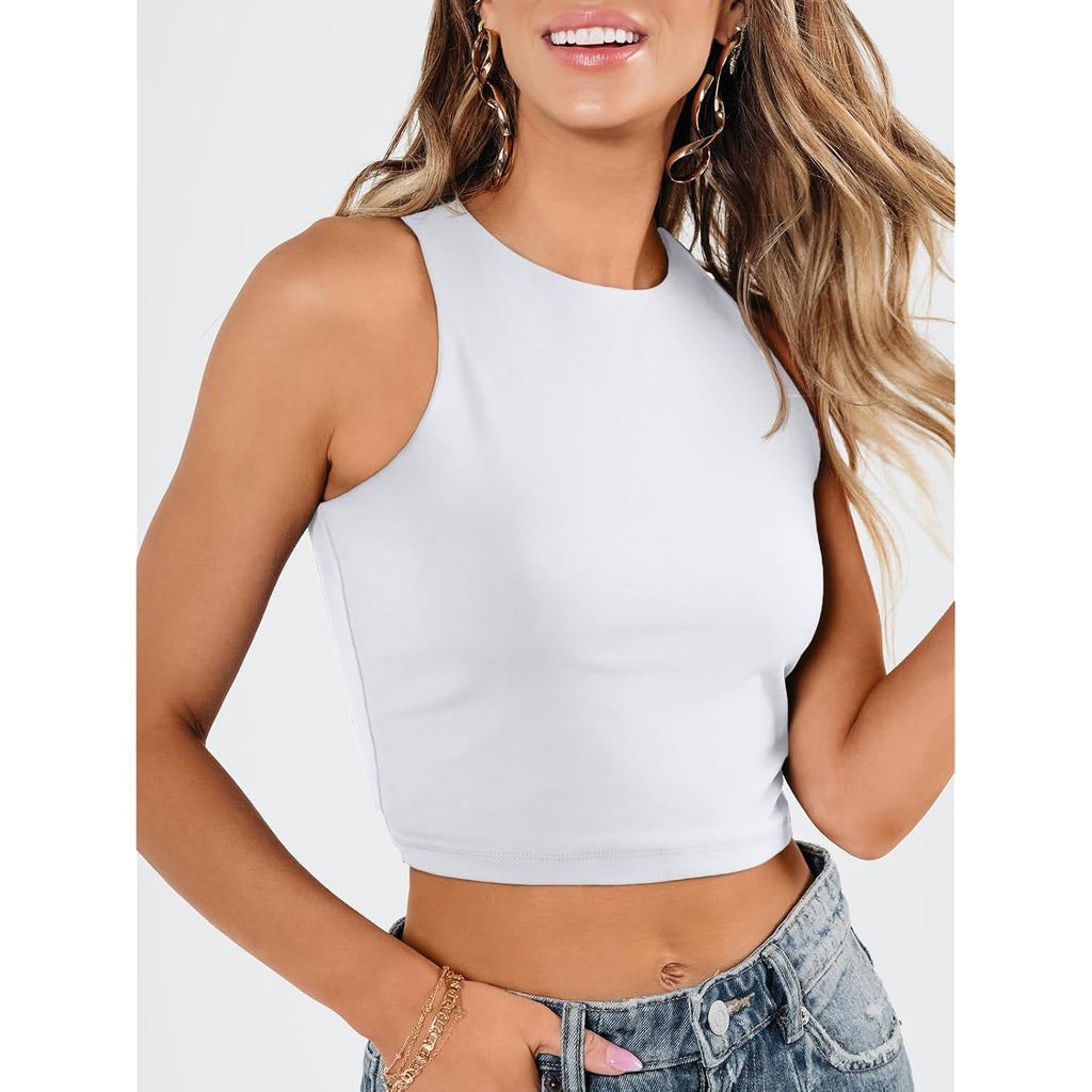 EFAN Womens Sexy Sleeveless Double Lined Crop Tops Workout Cute Tight Racerback Tank Tops Summer Clothes Teen Girls 2025