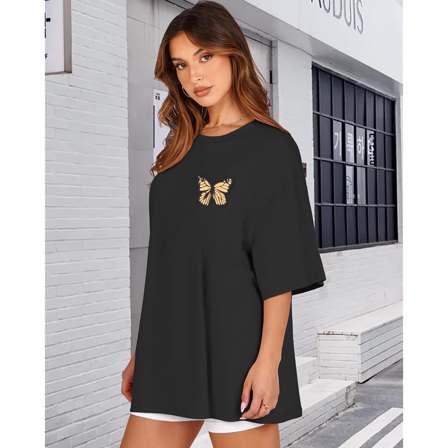 Womens Oversized Tshirt Graphic Tees Crew Neck Summer Short Sleeve Loose Fit Tops