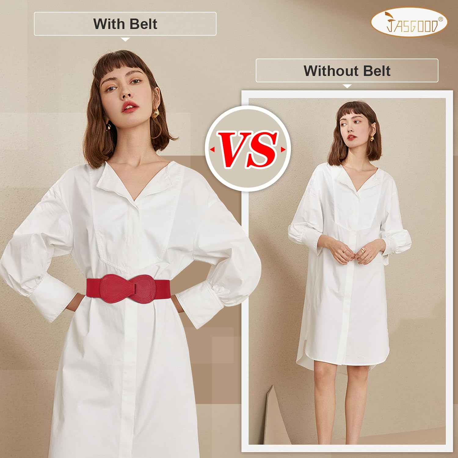 JASGOOD Women Stretchy Belts for Dress Vintage Wide Elastic Waist Belts