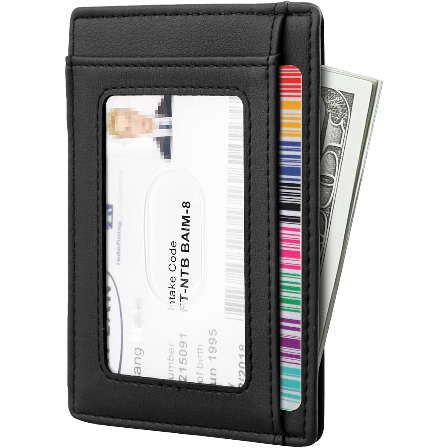 Travelambo Front Pocket Minimalist Leather Slim Wallet RFID Blocking Medium Size