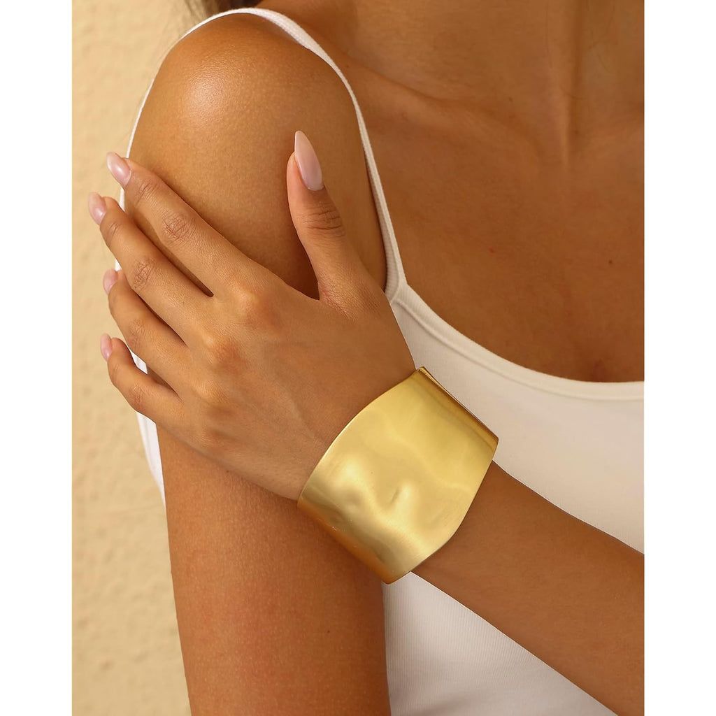 Bangle Bracelets for Women | 14K Gold Plated Trendy Wide Bracelets | Hinged Arm Cuff Bangles Chunky Bracelet for Women