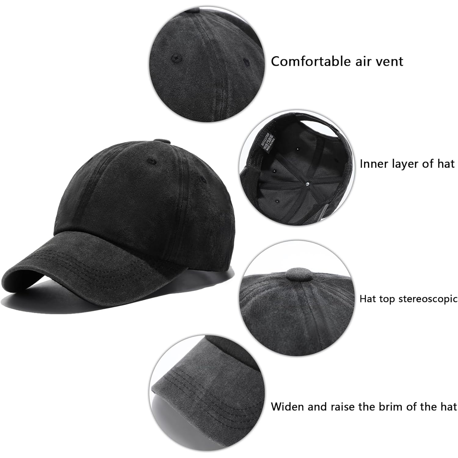 Adjustable Baseball Cap Men Retro Style Baseball Hat Women