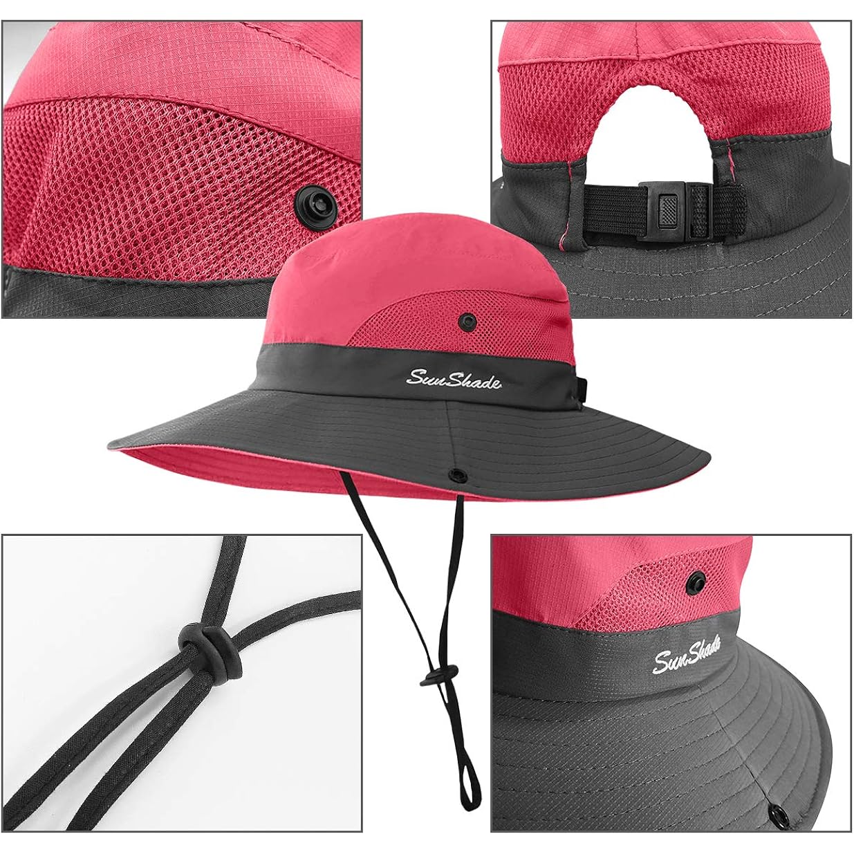 3 Pieces Womens Ponytail Wide Brim Sun Hat Packable UV Protection Beach Cap for Fishing & Hiking