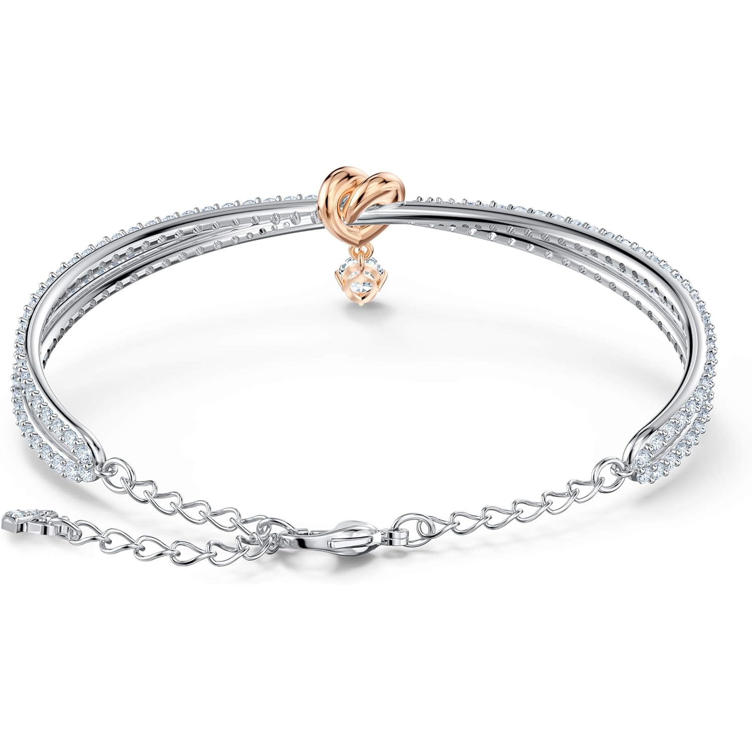 SWAROVSKI Lifelong Heart Necklace, Earrings, and Bracelet Crystal Jewelry Collection, Rose Gold & Rhodium Tone Finish