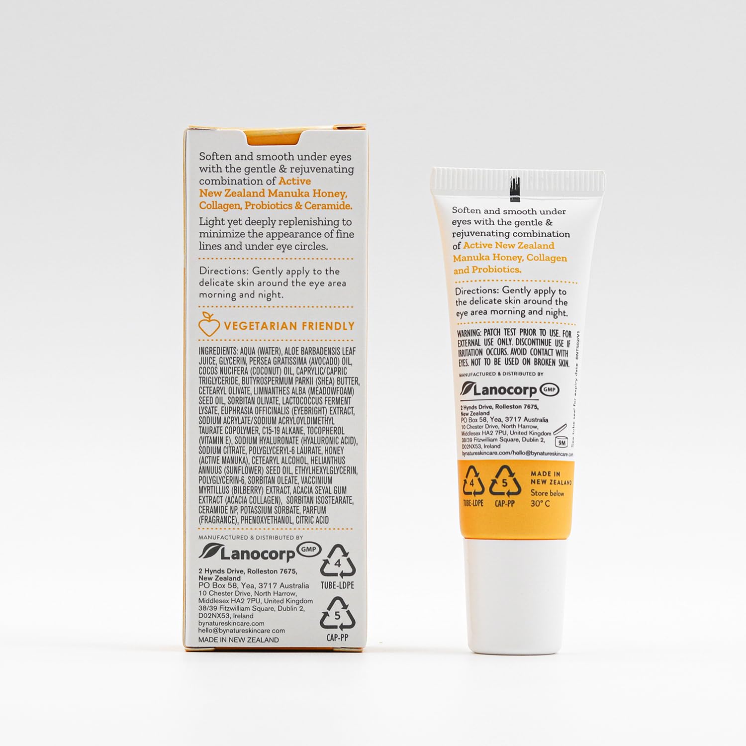 By Nature Eye Cream - Manuka Honey, Collagen, and Probiotics - Hydrating Under Eye Cream for Dark Circles - Skincare from New Zealand - .5oz