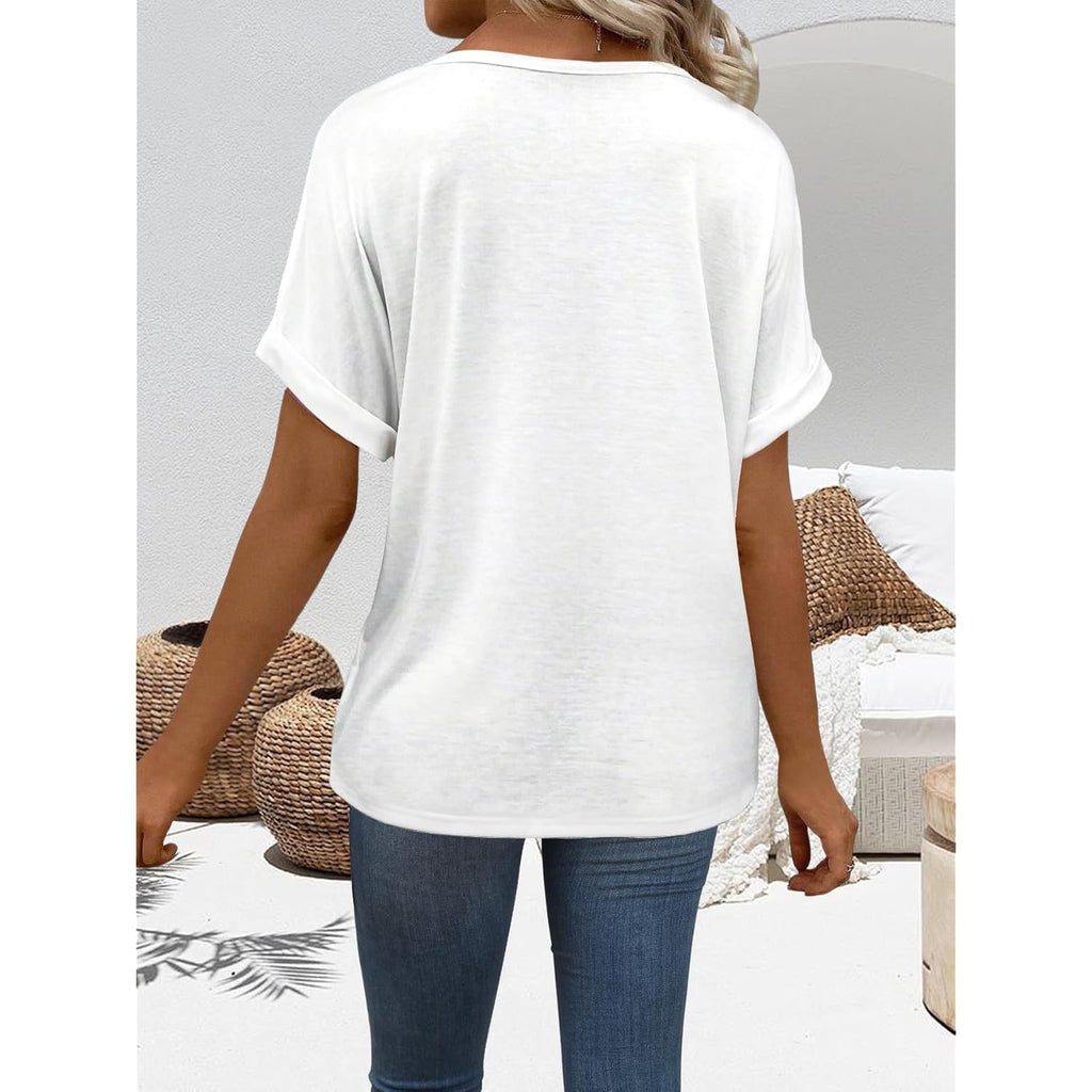 T Shirts Short Sleeve V Neck Tees Womens Tops Beach Vacation Fashion Clothes 2025 Casual Summer Spring Fall Outfits
