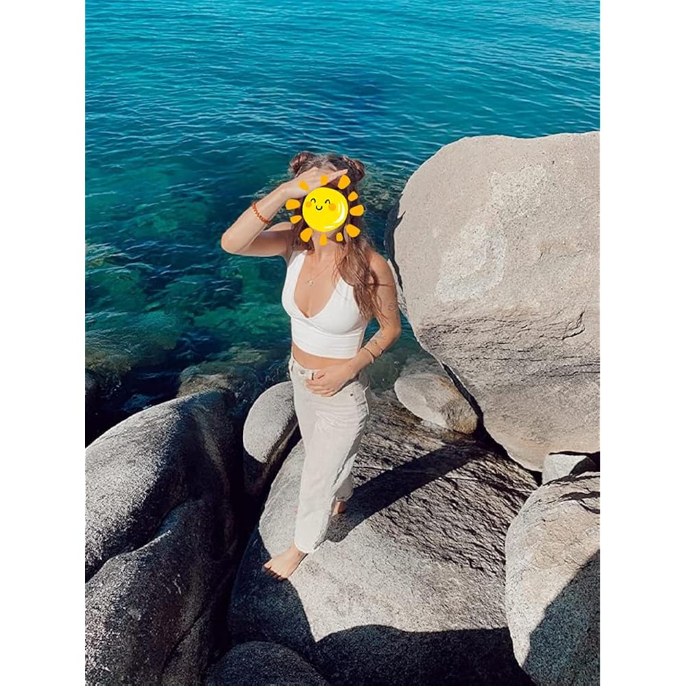 AEPEBO Sexy Crop Tops for Women Deep V Neck Back Cutout Sleeveless Plunge Racerback Tank Cropped Top