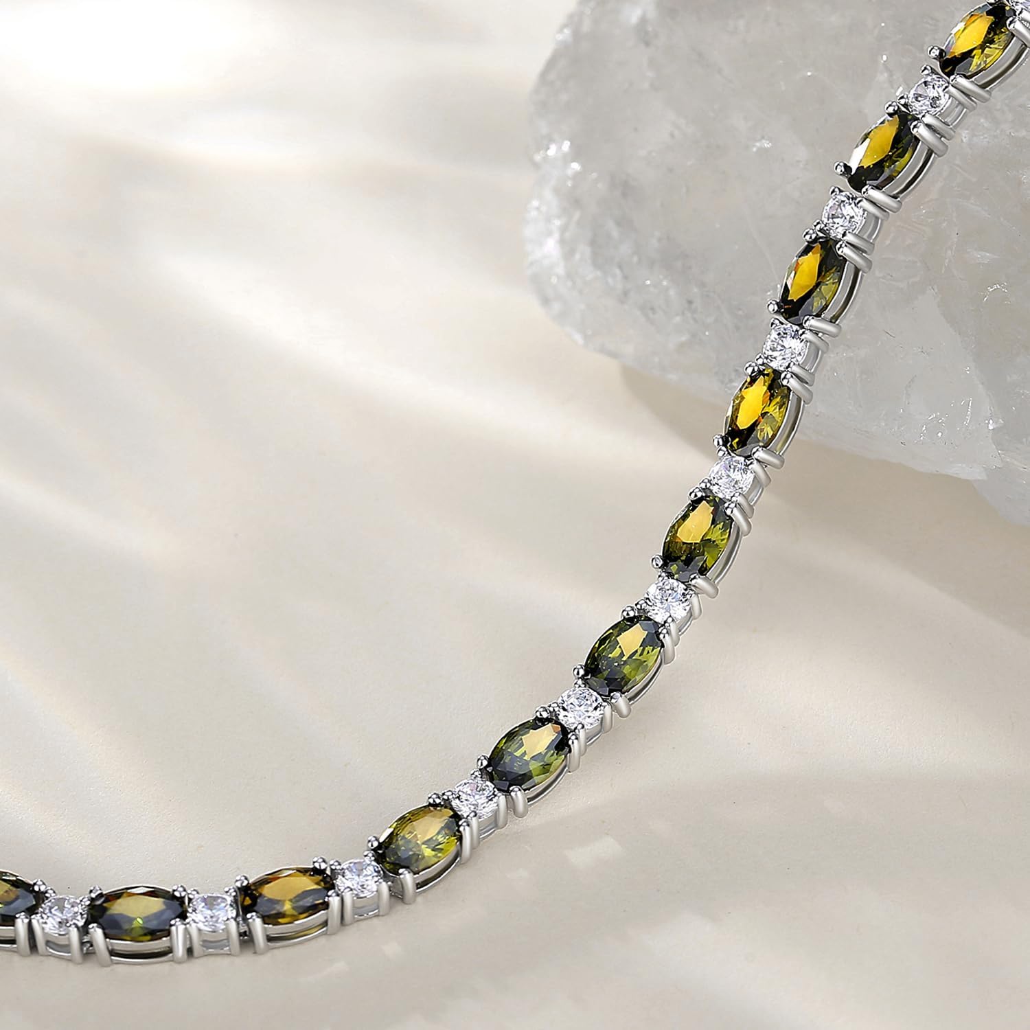 FANCIME Birthstone Bracelets Sterling Silver Tennis Bracelets Charm Fine Jewelry Birthday Gifts for Women 7"