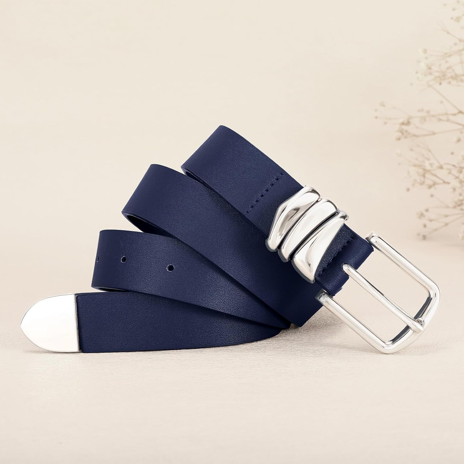 VONMELLI Women's Belt for Jeans Dress Leather Belt for Women Fashion Waist Ladies Belt with Sliver Buckle