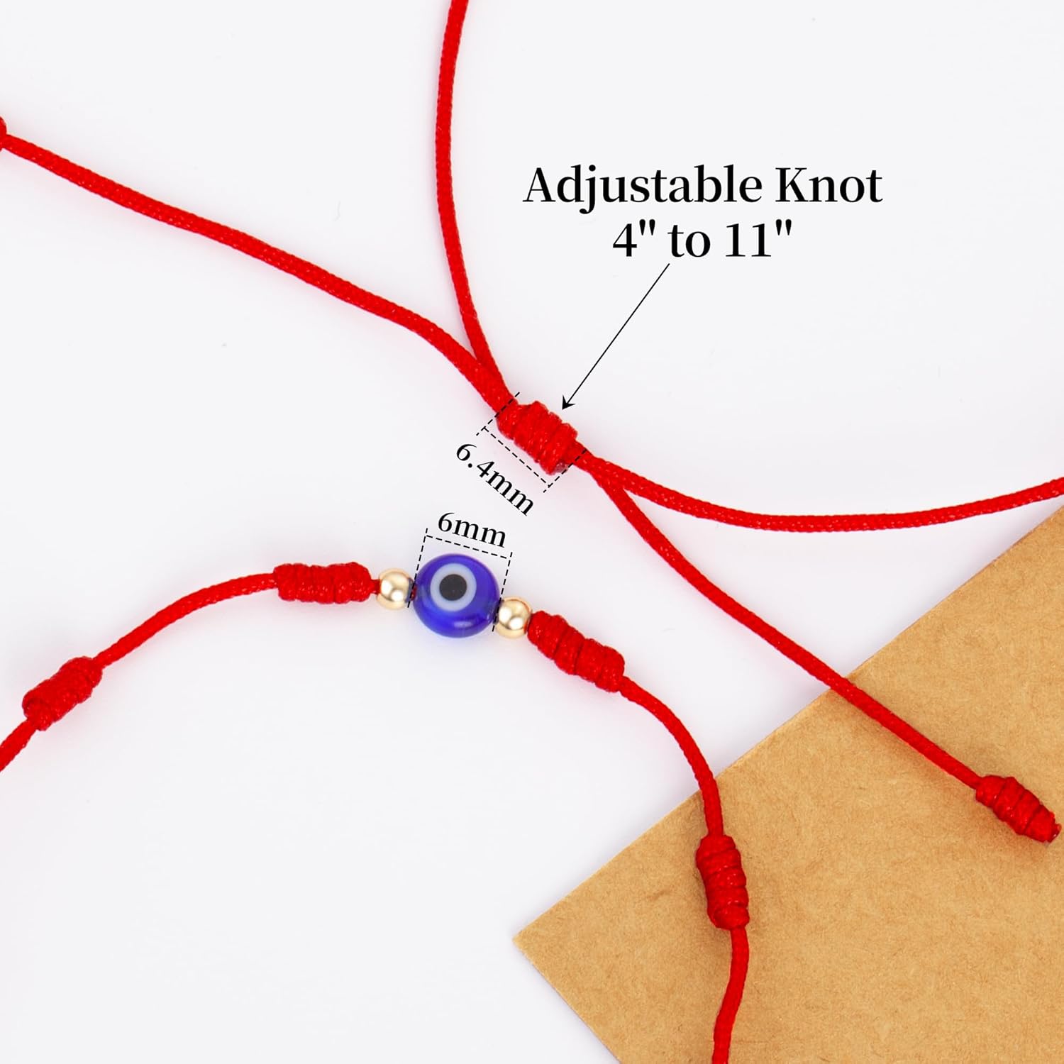 9pcs Evil Eye 7 Knot Lucky Bracelets, Rakhi for Brother and Bhabhi Adjustable Red String Amulet for Women Men with Gold Bead, Protection Jewelry Hand Bracelet
