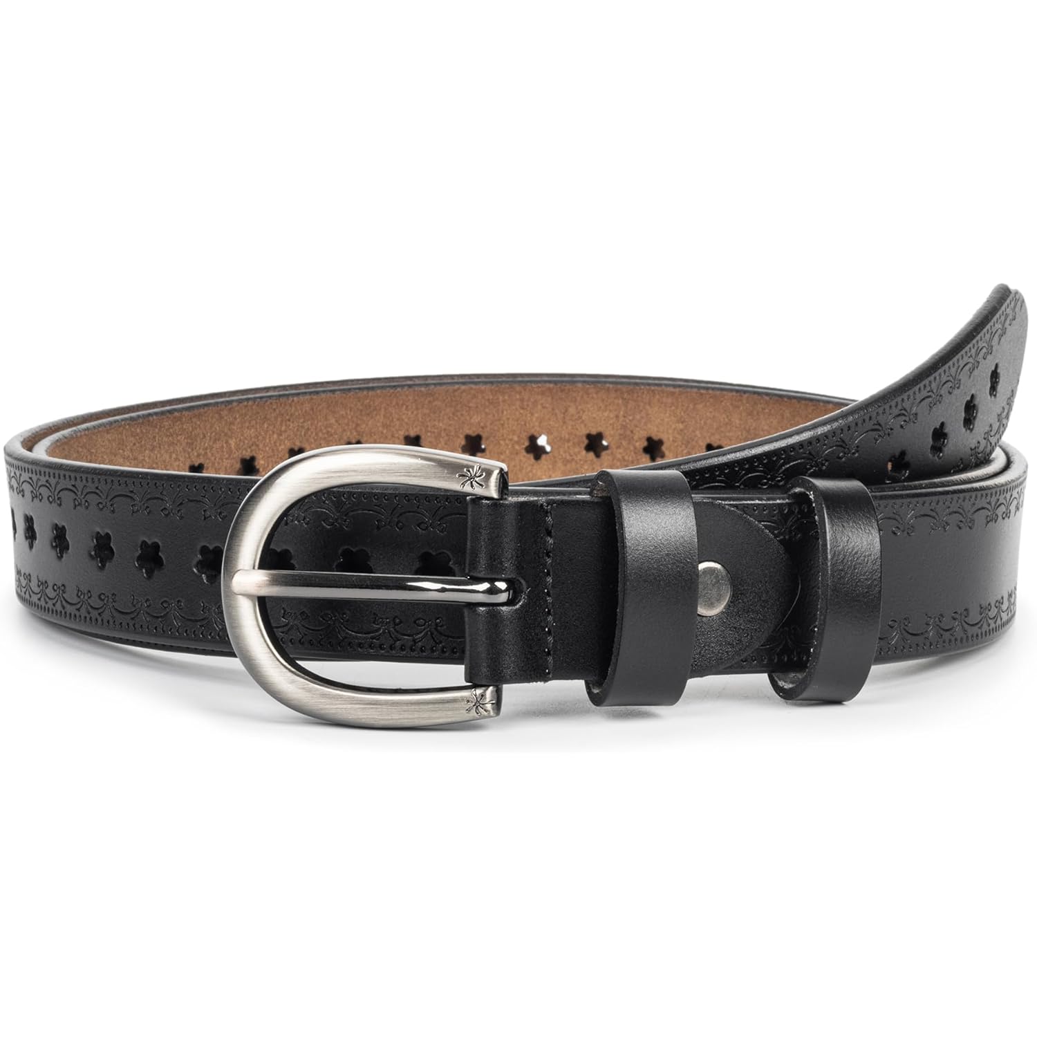 Women-Leather-Belt for Jeans Pants Adjustable-Fashion-Casual-Waist-Belts Hollow Flower Belt for Ladies Girls