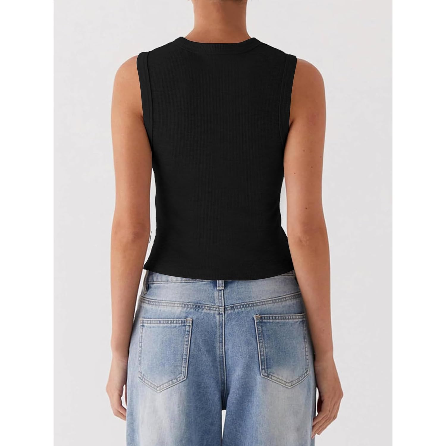 Womens Going Out Tops Summer Spring Ribbed Tank Sexy Crop Cute Y2K Button Down T Shirts Fashion Clothes 2025
