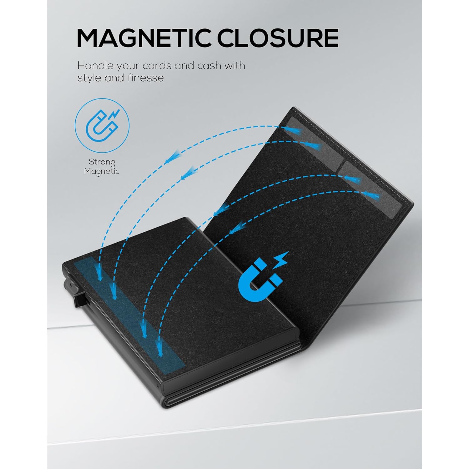 Mens Wallet Card Holder - Smart Wallet for Men, Pop Up Card Case, Top Grain Leather, RFID Blocking, Slim, Minimalist, Ultra Thin, Front Pocket, 9-14 Card Capacity | ID Window | Cash Slot (Black)