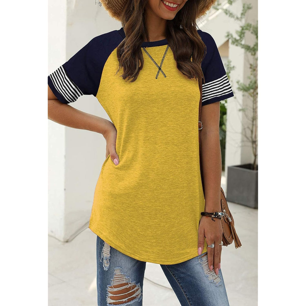 Adibosy Women Summer Casual Shirts: Short Sleeve Striped Tunic Tops - Womens Crew Neck Tee Tshirt Blouses