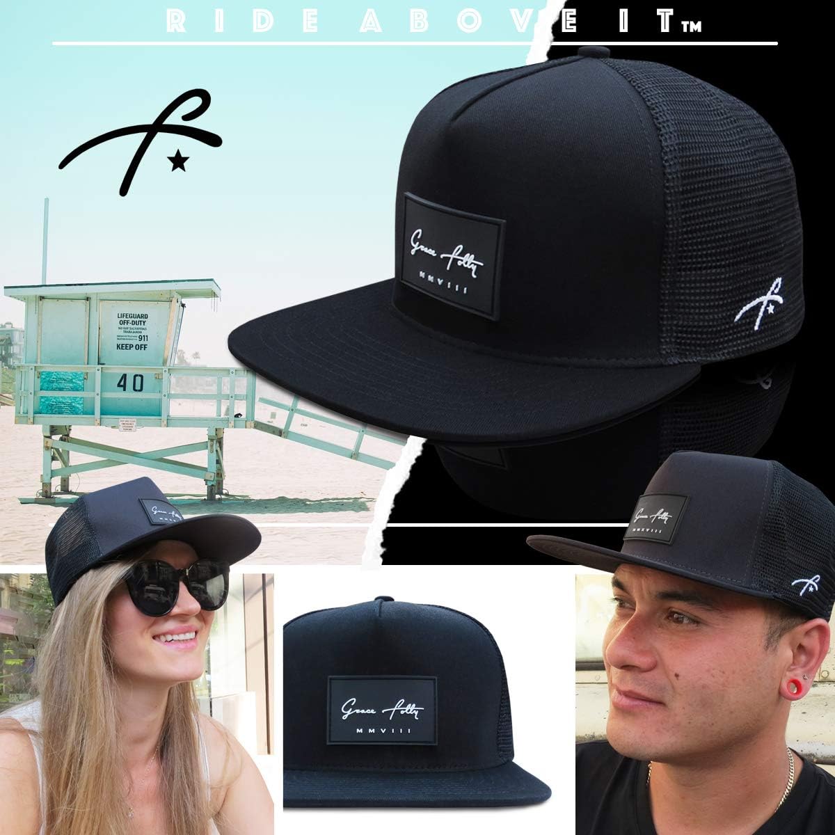 Grace Folly Trucker Hat for Men & Women. Snapback Mesh Caps