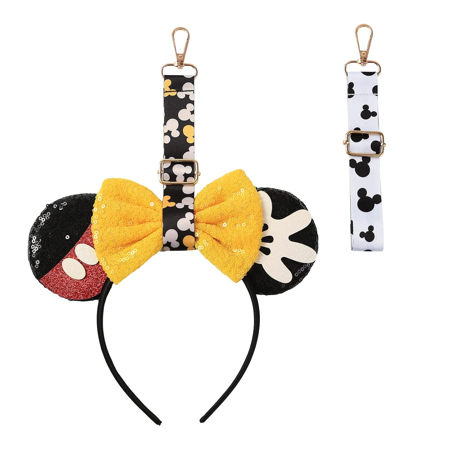 2Pcs Mouse Ear Holder for Backpack Bag Headband Holder Lanyard Strap Keychain Trip Accessories Hanging Display Decor Organizer Short