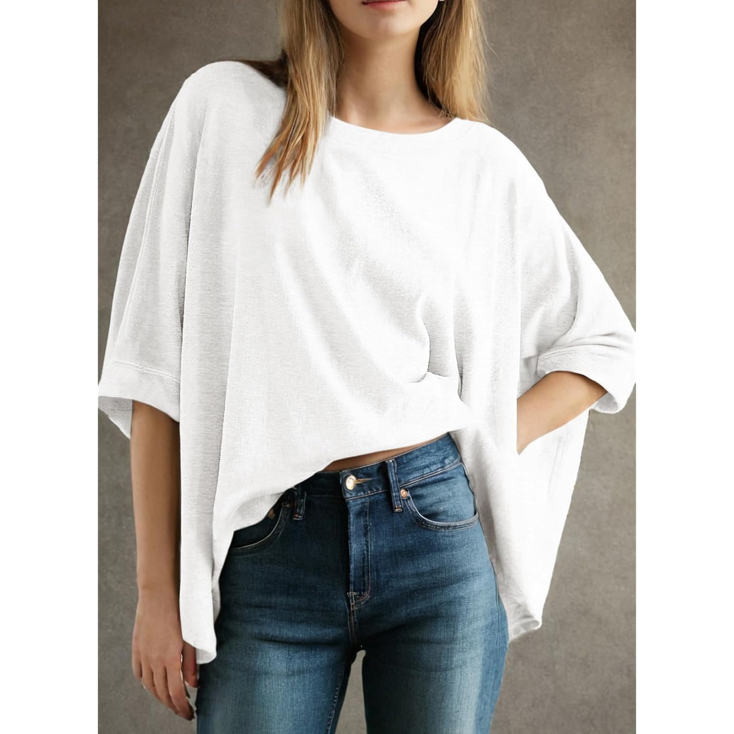 Dokotoo Summer Shirts 2025 Womens Solid T Shirts for Women Loose Oversized Tops Basic Tee