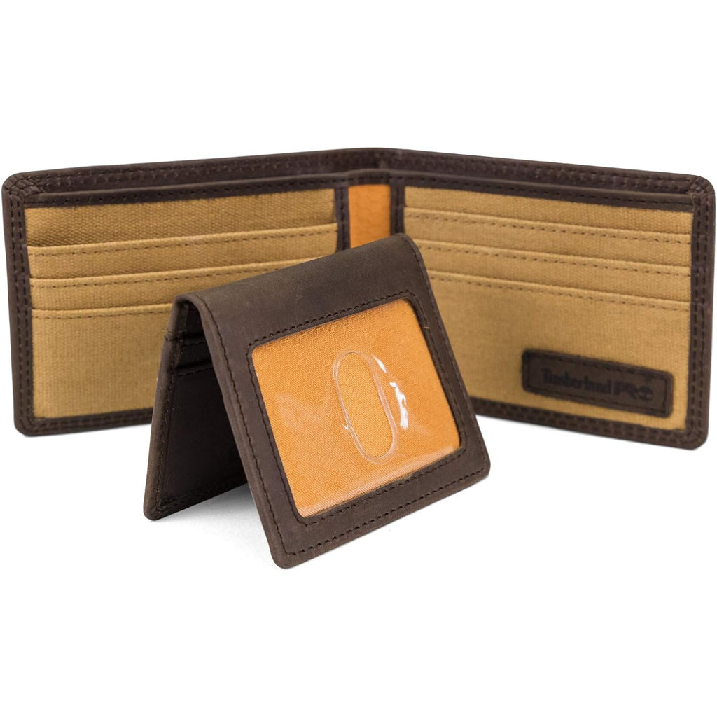 Timberland PRO Men's Leather RFID Wallet with Removable Flip Pocket Card Carrier