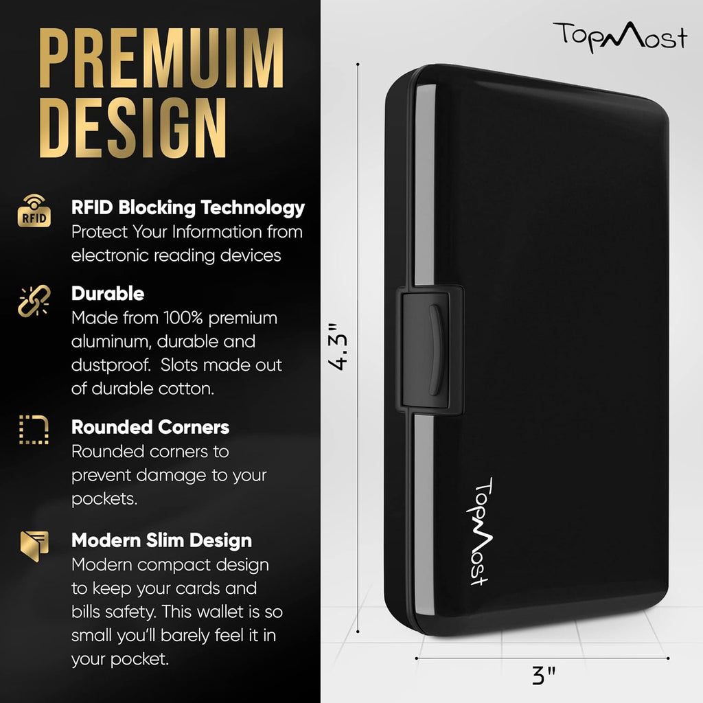 TopMost Aluminum Wallet, Card Case Wallet, Metal RFID Credit Card Holder for Men & Women, 6 Cotton Slots for 12 Cards And Bills, Rfd Protective