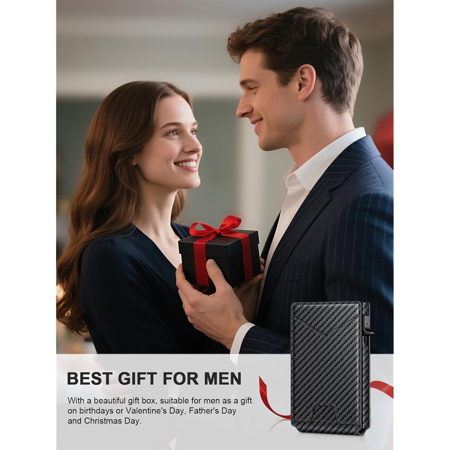 Wallet for Men RFID Wallet with Money Clip, Slim Pop Up Card Holder for 10-12 Cards, Minimalist Smart Credit Card Case with ID Window, Bifold Metal Wallet for Front Pocket, Gifts for Men