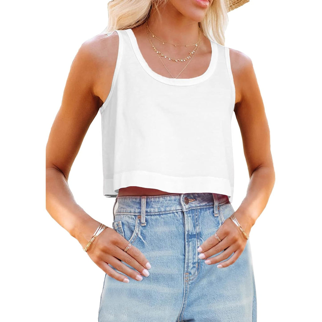 Aoysky Womens Cotton Crop Tops Casual Loose Tank Top Sleeveless Basic Cropped Athletic Yoga Workout Shirt