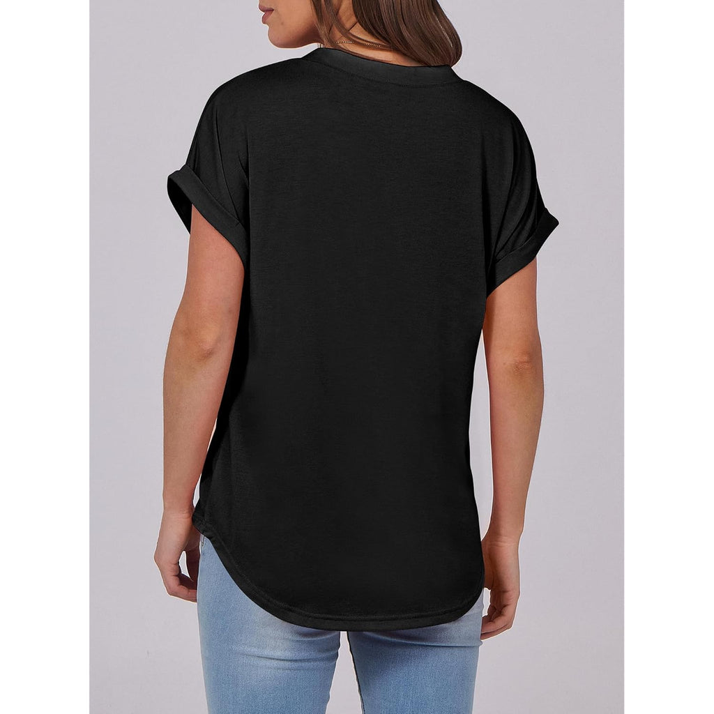 ANRABESS Womens Short Sleeve Henley Tops V Neck Dressy Casual Blouses Summer Trendy Tee Shirts 2025 Vacation Fashion Clothes