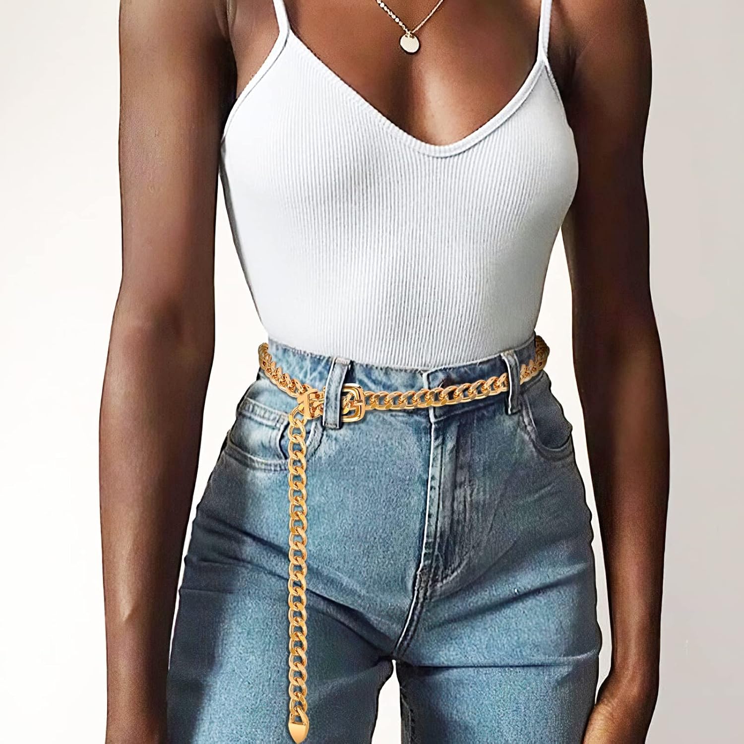 WHIPPY Waist Chain Belt Women Ladies Adjustable Body Waist Link Belts for Jeans Dresses