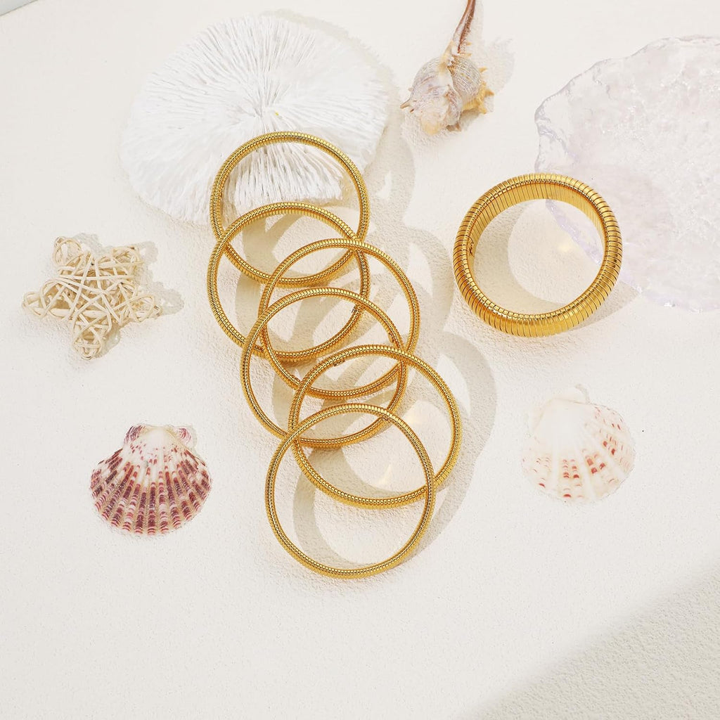Gold Bracelets for Women, Gold Bangles for Women Chunky Bangle Bracelets for Women Bracelets Stack Tarnish Free Gold Jewelry Set of 3 for Women Accessories for Her Gifts