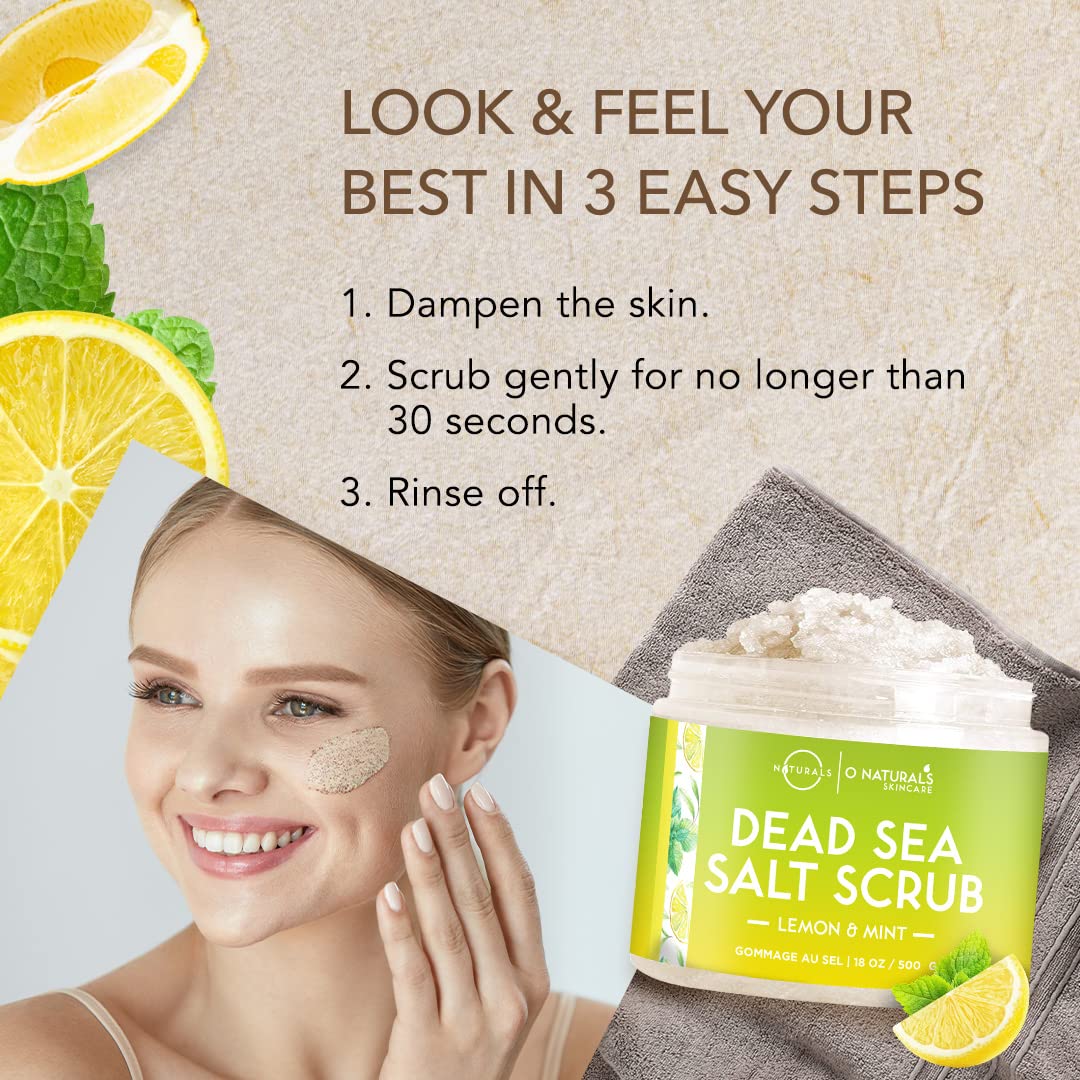 O Naturals Exfoliating Lemon Oil Dead Sea Salt Deep-Cleansing Face & Body Scrub