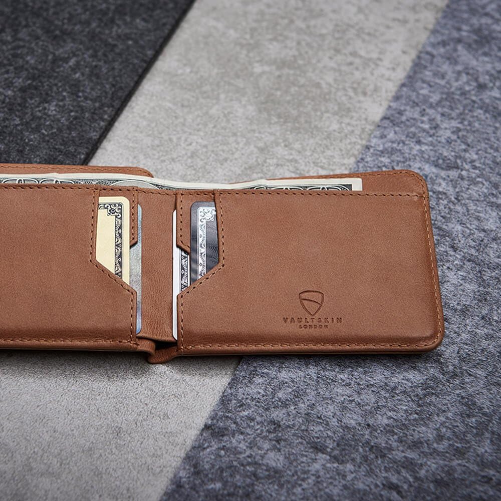 Vaultskin Slim RFID Blocking Bifold Leather Wallet for Men - Minimalist Front Pocket Card Holder for ID, Cards & Cash, Gift for Him (Manhattan)