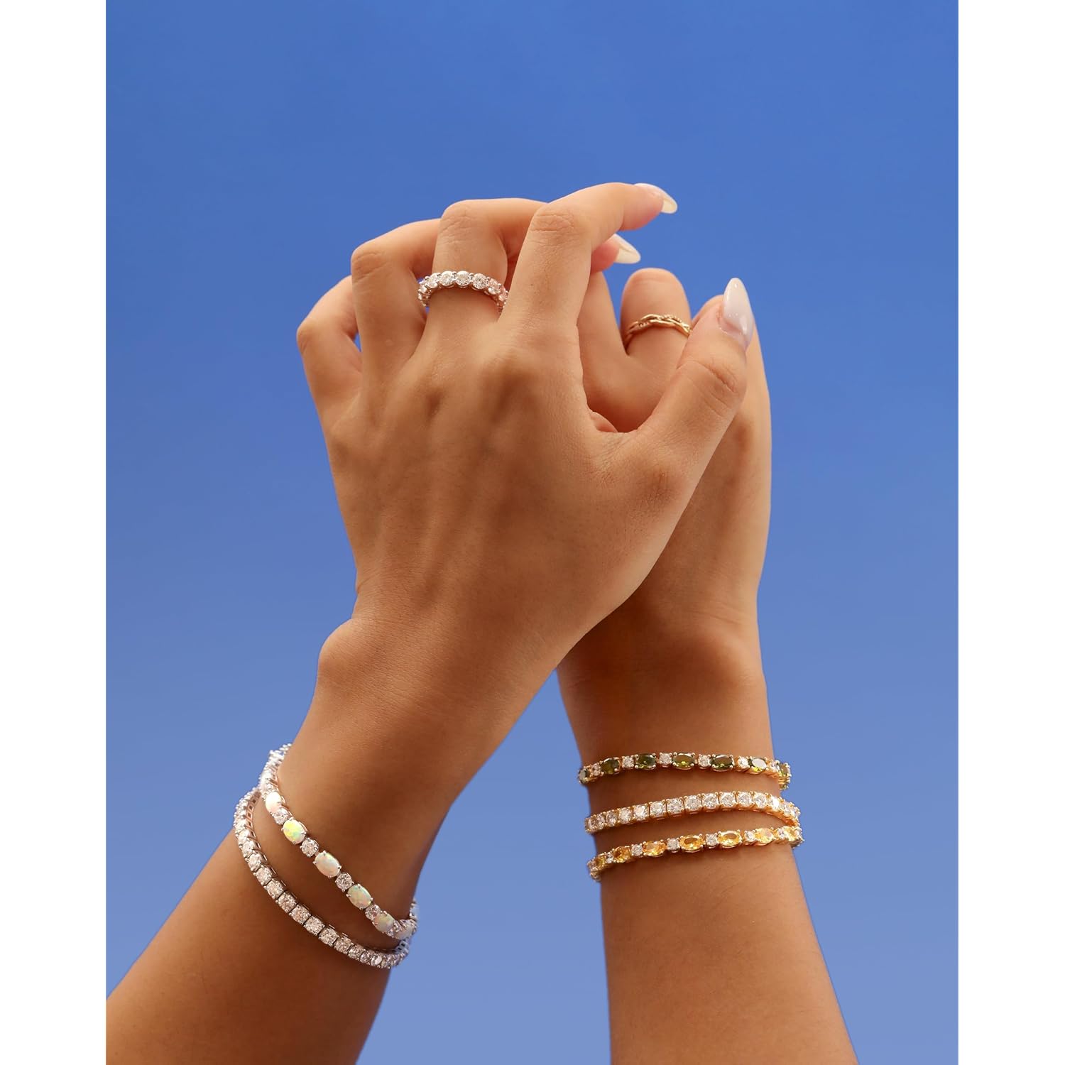 FANCIME Birthstone Bracelets Sterling Silver Tennis Bracelets Charm Fine Jewelry Birthday Gifts for Women 7"