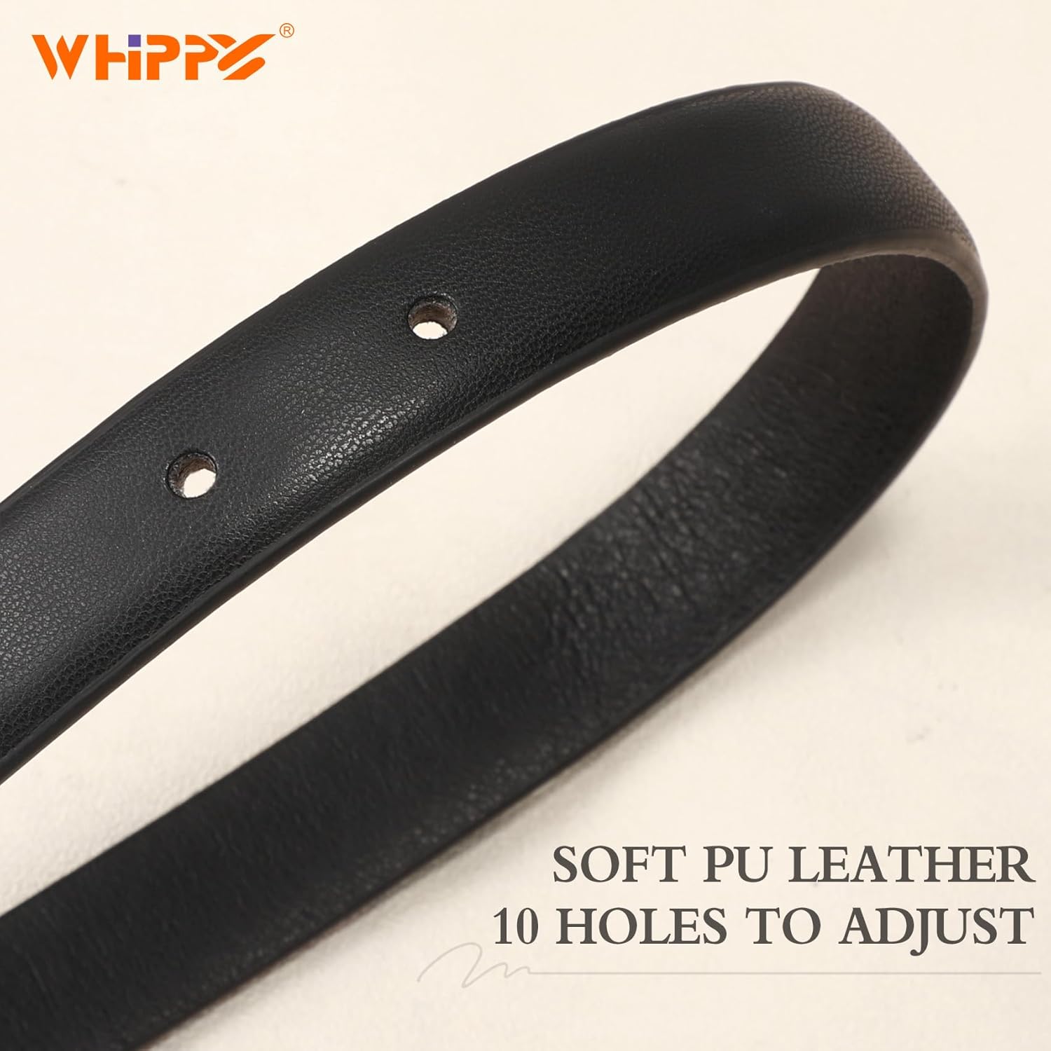 WHIPPY Women Skinny Leather Belt for Jeans Pants Dresses Ladies Fashion Waist Belt with Shiny Gold Buckle