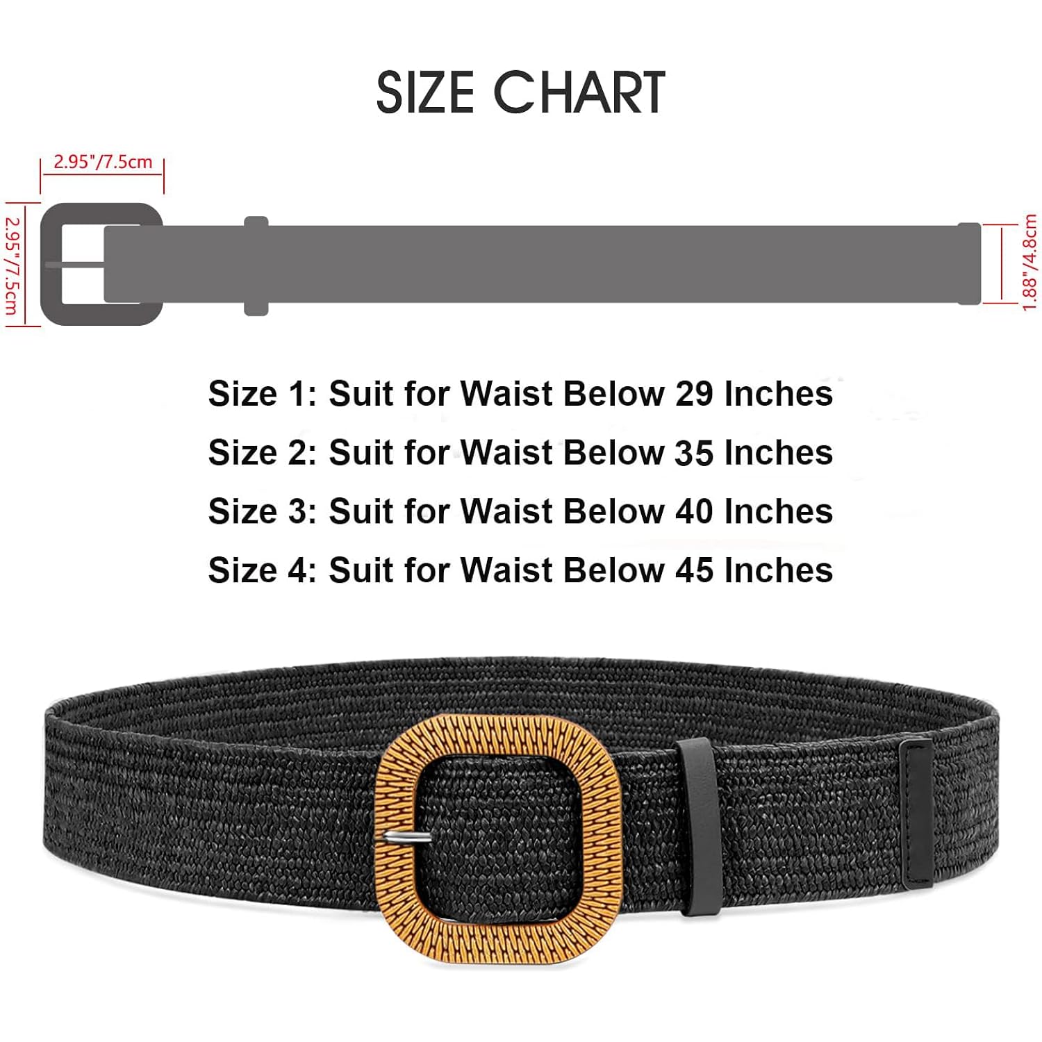 WHIPPY Set of 3/4 Straw Woven Elastic Stretch Waist Belts for Women, Fashion Boho Ladies Braided Skinny Dress Belt