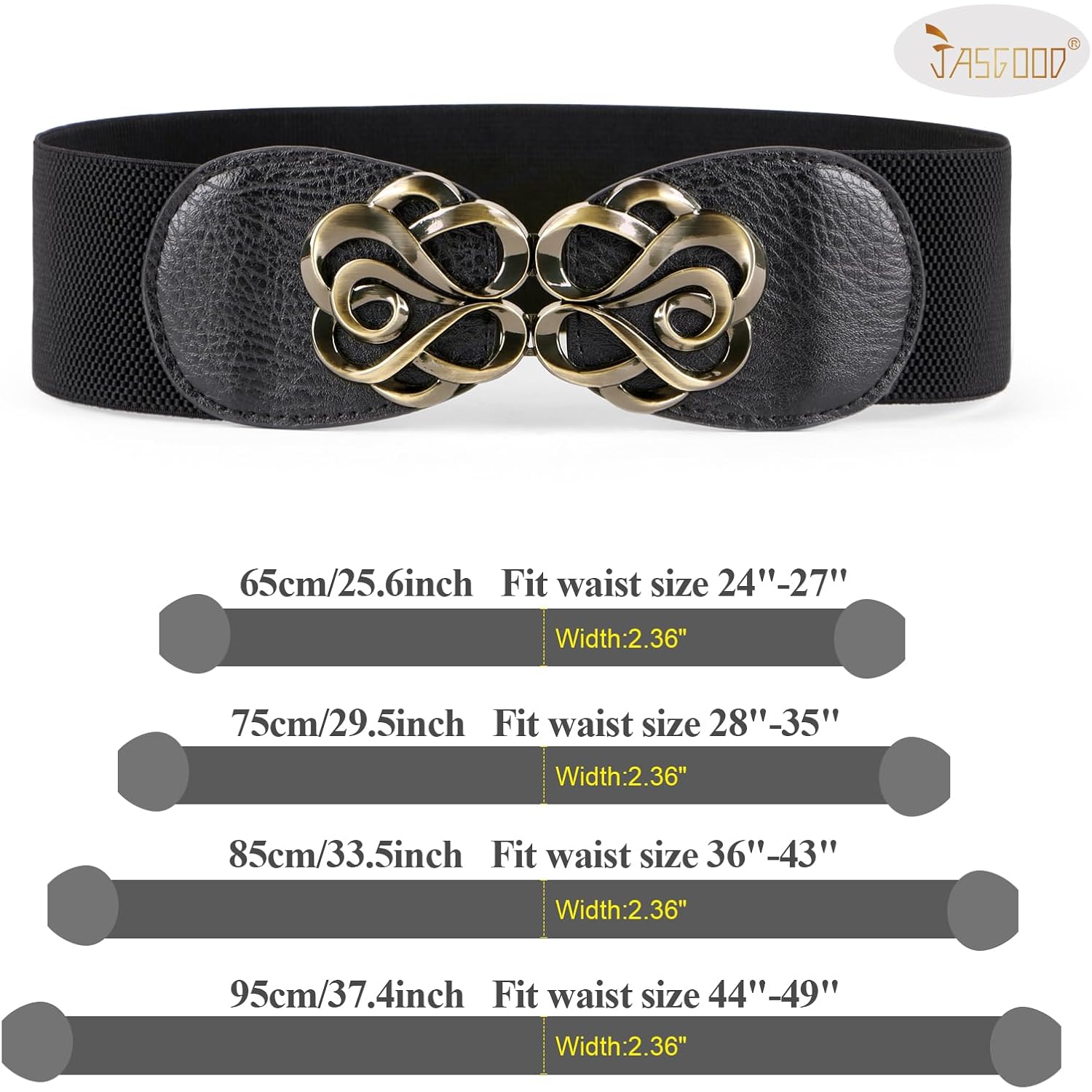 JASGOOD Women Stretchy Belts for Dresses Vintage Elastic Wide Waist Belts 4 Pack 2.36" Wide