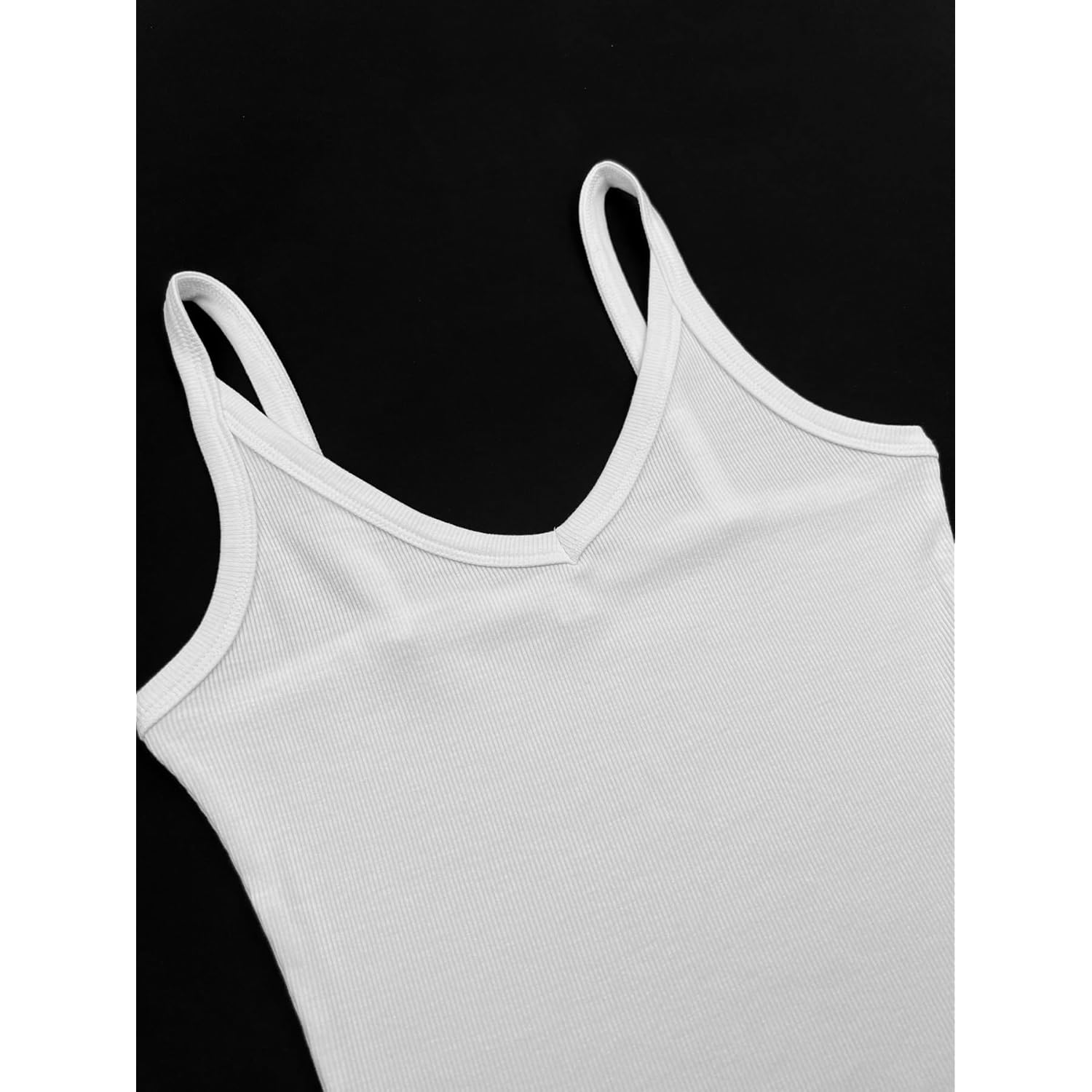 iGENJUN Womens Spaghetti Strap V-Neck Ribbed Tank Tops for Women 2025 Slim Fitted Soft Camisole Basic Layering Shirts