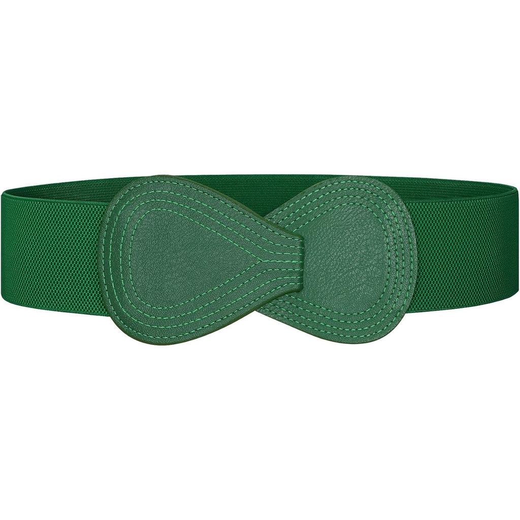Women Wide Elastic Belt Ladies Stretchy Dress Belt Fashion 8-shaped Buckle Waist Belt