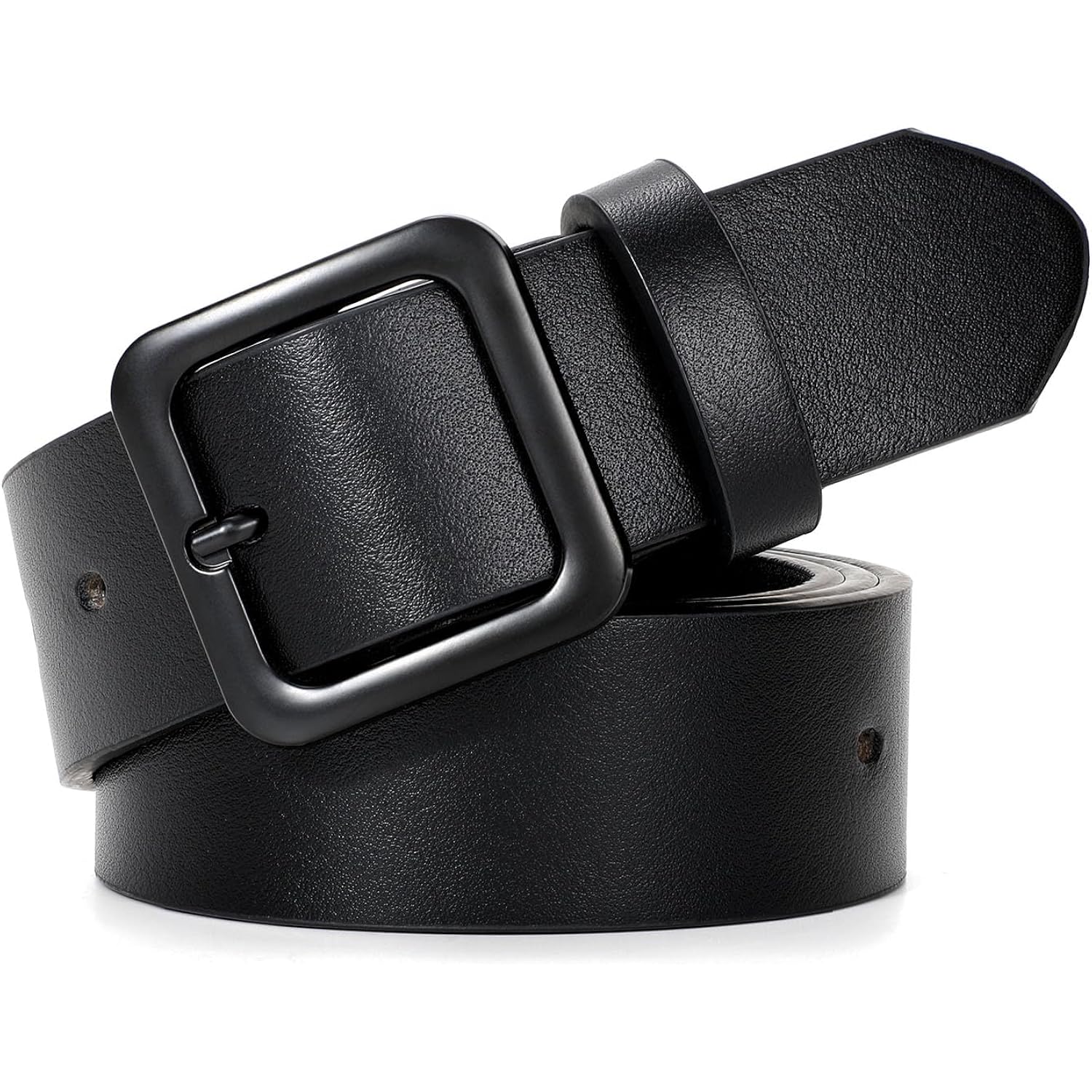 XZQTIVE Women’s Leather Belts for Jeans Pants Dresses Fashion Ladies Black Belt with Square Buckle