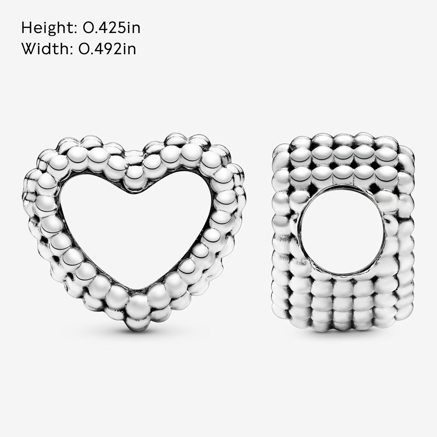 PANDORA Beaded Open Heart Charm - Compatible with PANDORA Moments - Gift for Her - Made with Sterling Silver - with Gift Box