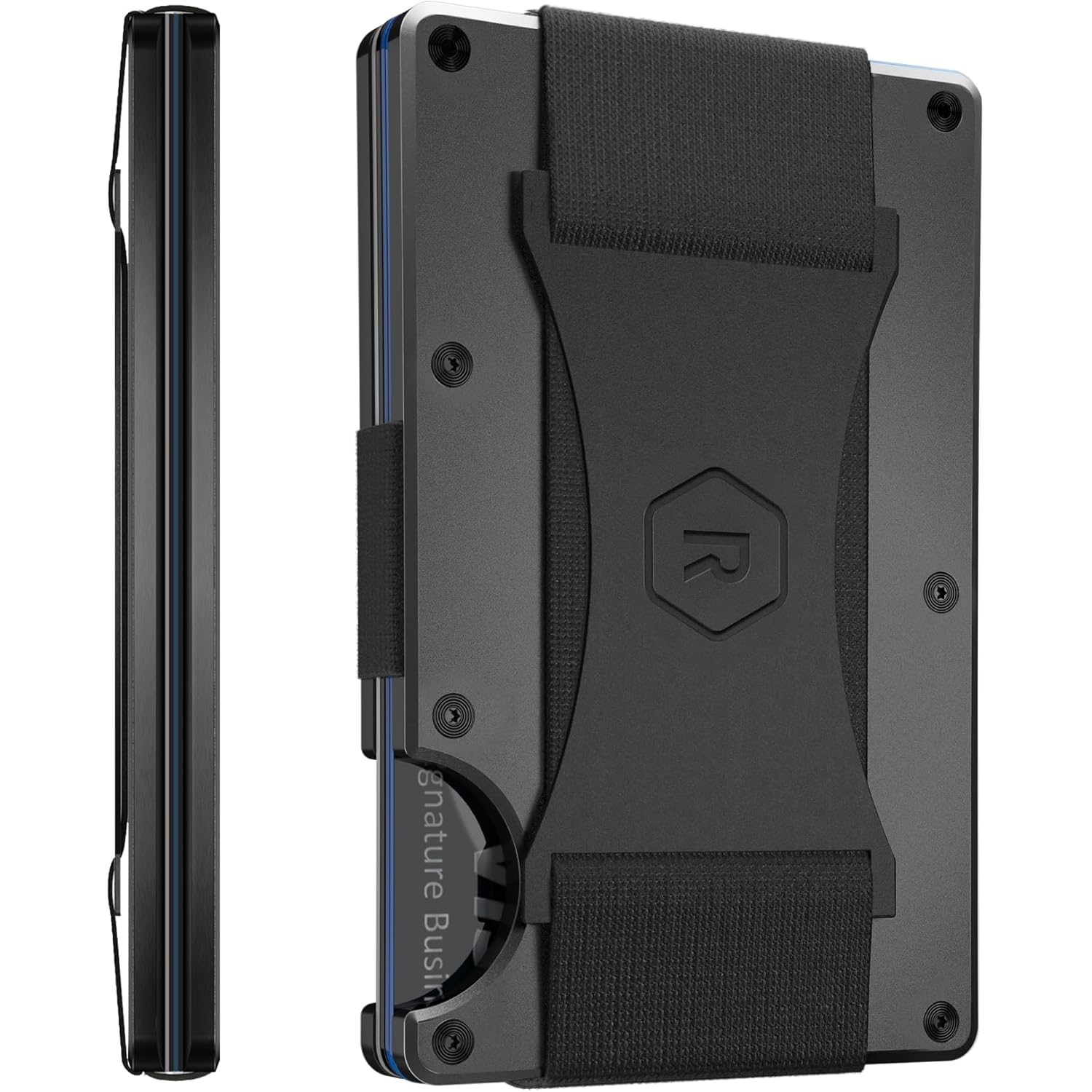The Ridge Wallets for Men - Slim Minimalist Compact Wallet and Card Holder, RFID Protected Front Pocket Wallets with Integrated Cash Strap (Gunmetal)