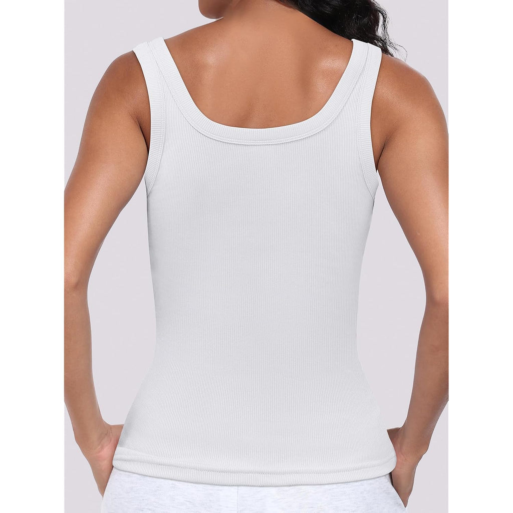 ANRABESS Womens Sleeveless Scoop Neck Tank Top Ribbed Fitted Summer Basic Slim Cute Tops 2025