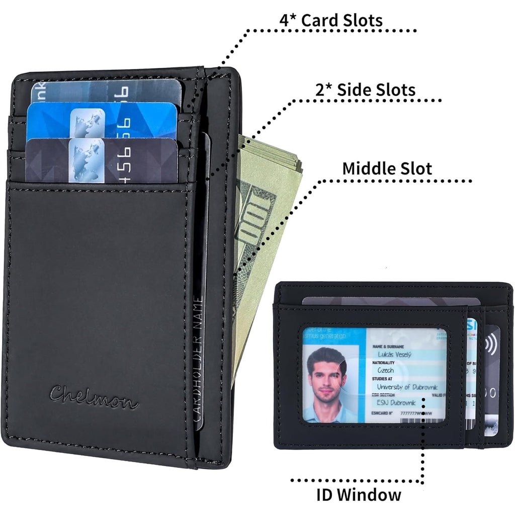 Chelmon Slim Wallet for Men, Minimalist Front Pocket RFID Blocking Credit Card Holder