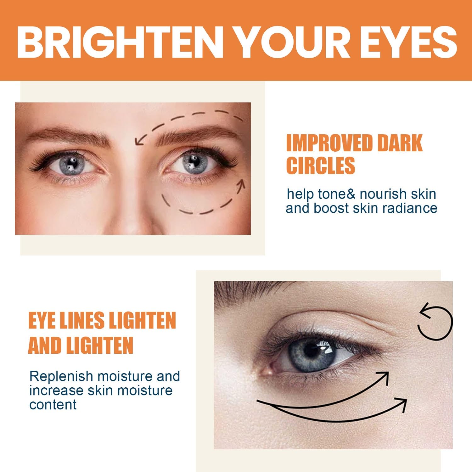 3Pcs Revive Glow Vitamin C Eye Balm, Hydrating Eye Cream, Glow Eye Balm Stick, Brightening and Reducing Dark Circle, Reduces Puffiness