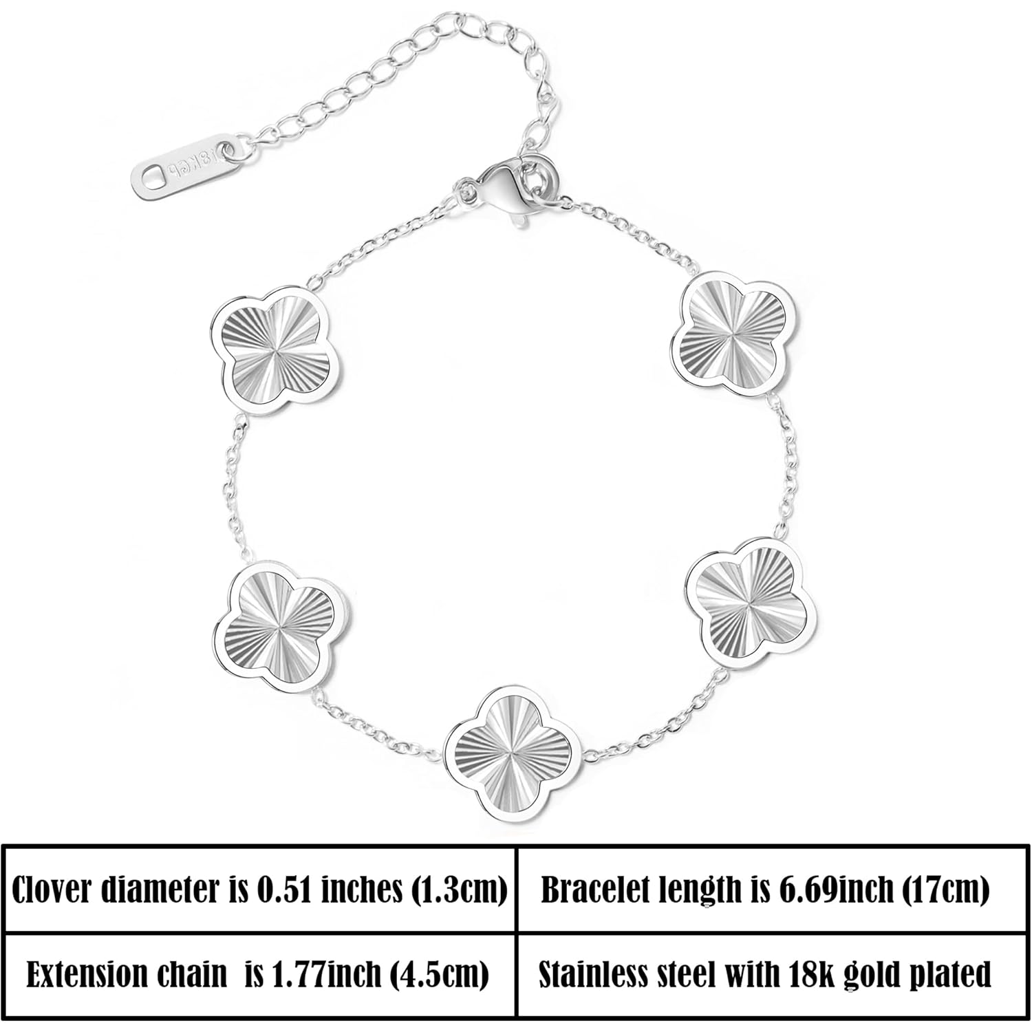 3PC Clover Bracelets Set 18k Gold Plated Lucky Clover Bracelet Women Adjustable Link Bracelets Cute Gold Jewelry