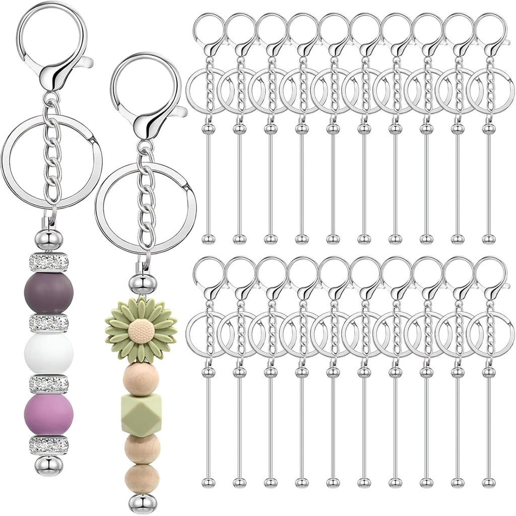 20/40/66pcs Beadable Keychain Bars Bulk Blank Creative Cute Keychains Bar for Beads Purse Keychains for Women Man