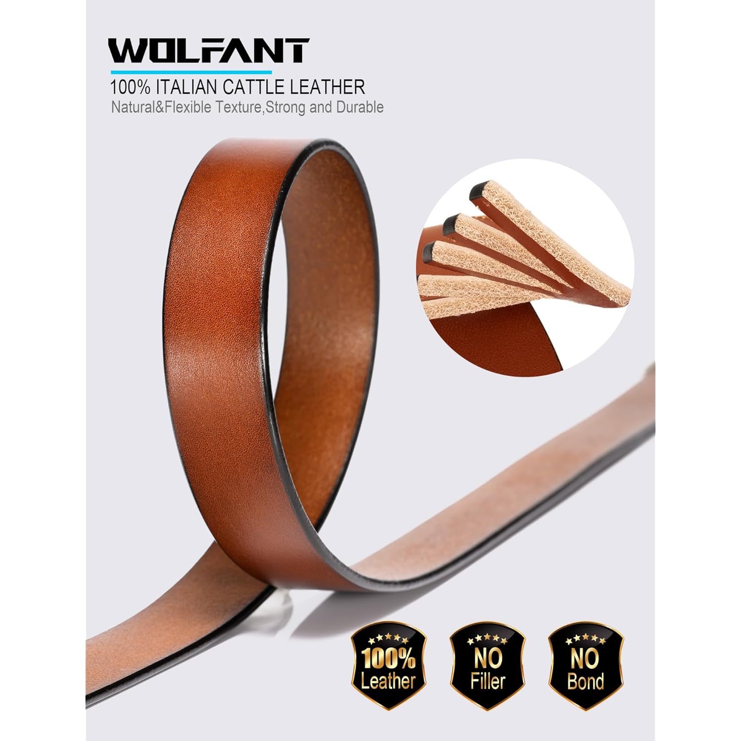 WOLFANT Womens Belts for Jeans,1.1" Fashion Ladies Belt with Gold Buckle,100% Italian Full Grain Real Solid Leather