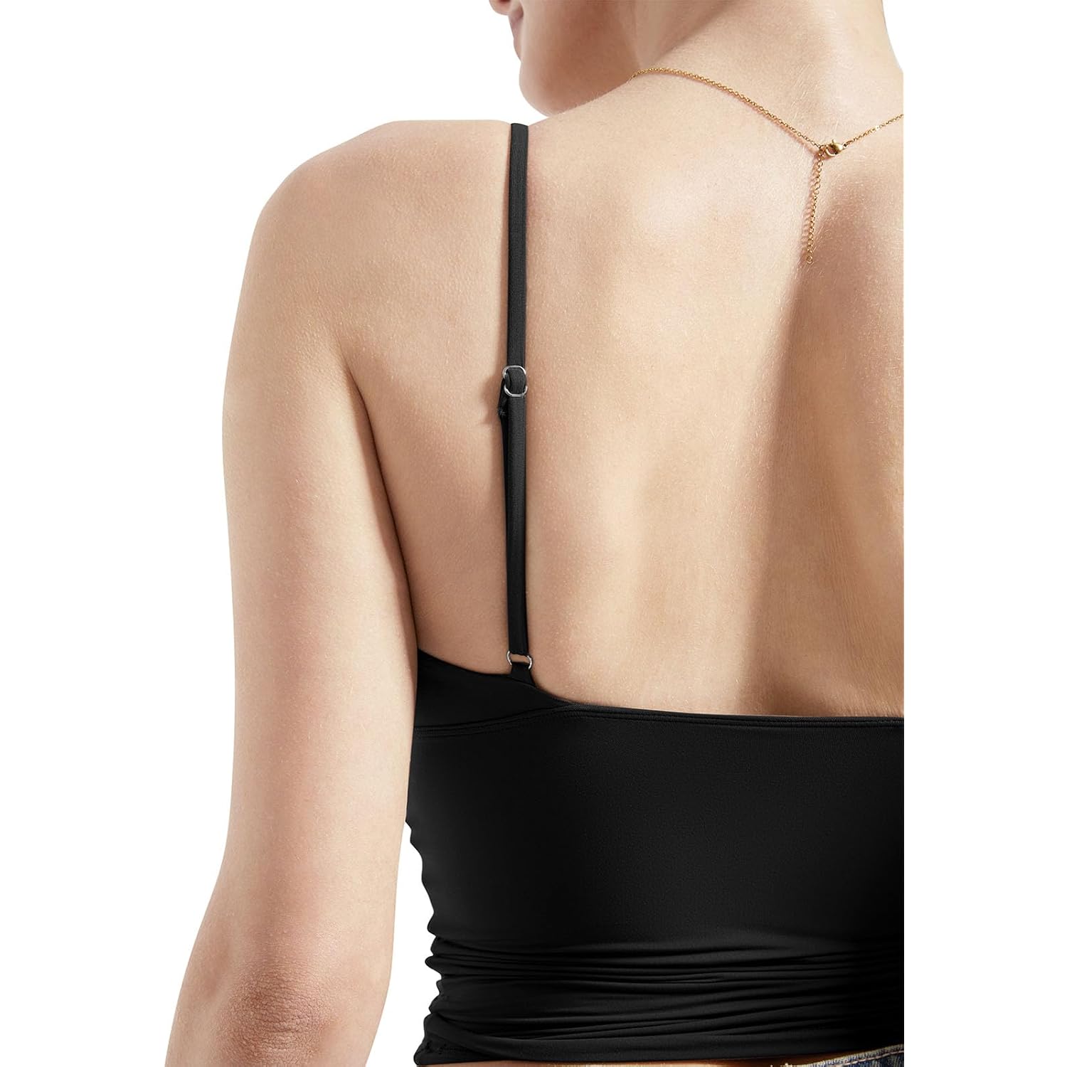 SUUKSESS Women Sexy Deep V Neck Sleeveless Fitted Basic Tops Y2K Tank Top Cami