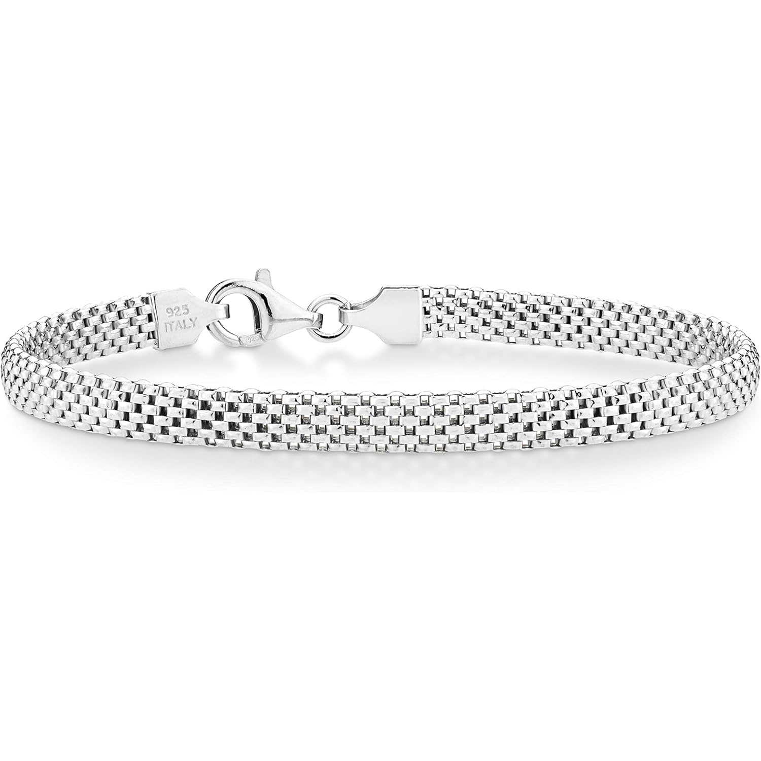 Miabella 925 Sterling Silver Italian 5mm Mesh Link Chain Bracelet for Women, Made in Italy