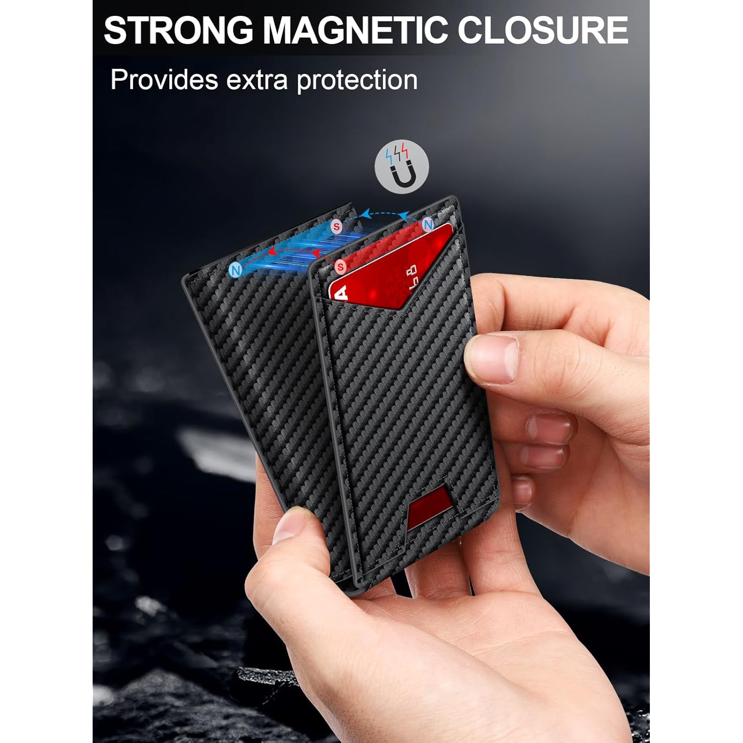 Wallet for Men RFID Wallet with Money Clip, Slim Pop Up Card Holder for 10-12 Cards, Minimalist Smart Credit Card Case with ID Window, Bifold Metal Wallet for Front Pocket, Gifts for Men